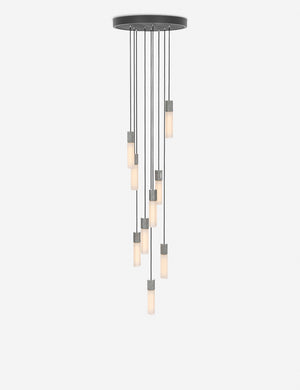 Basalt slender hexagonal 9-light pendant light by tala with stainless steel hardware