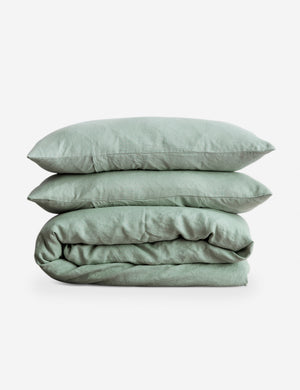 European Flax Linen sage green Duvet Set by Cultiver