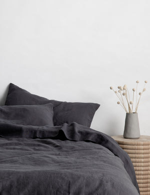 European Flax Linen slate gray Duvet Set by Cultiver