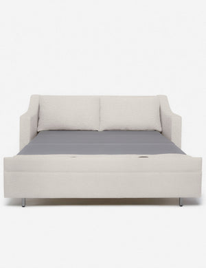 Coniston Taupe Boucle Sleeper Sofa with the bed pulled out