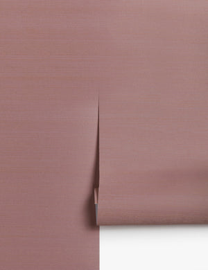 Grasscloth rose pink tan solid wallpaper by Sarah Sherman Samuel