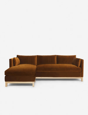 Hollingworth left facing cognac velvet Sectional Sofa by Ginny Macdonald