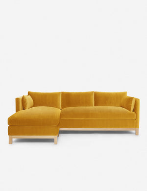 Hollingworth left facing Goldenrod Velvet Sectional Sofa by Ginny Macdonald