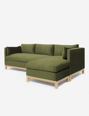 Right angled view of the Hollingworth Jade Green Velvet sectional sofa