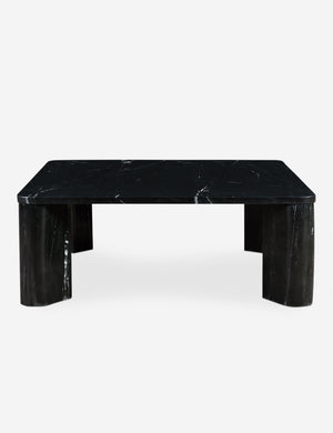 Side view of Cato solid marble square coffee table in black marble