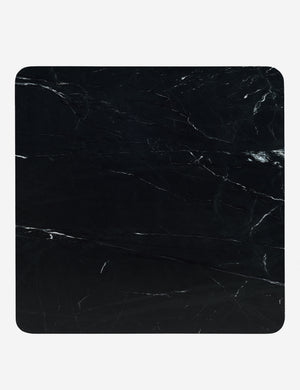 Overhead view of Cato solid marble square coffee table in black marble