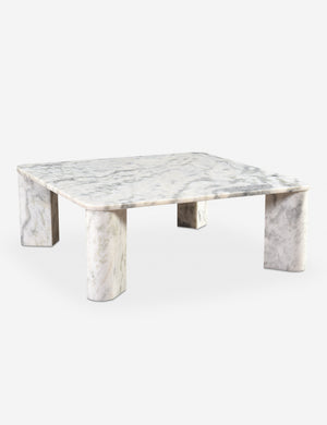 Cato solid marble square coffee table in white marble