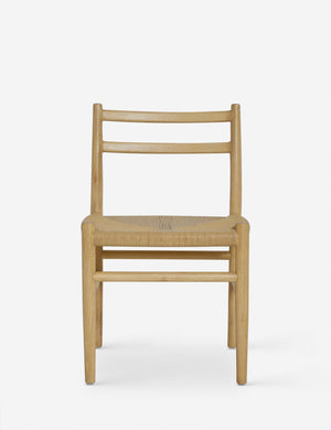 Nicholson slim natural oak wood frame and woven seat dining chair.