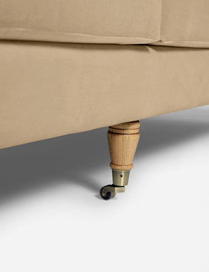 Wheeled legs on the Rivington Brie Beige Velvet sofa