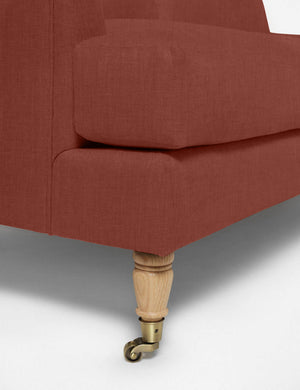 Wheeled legs on the Rivington Terracotta Linen sofa