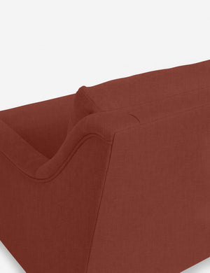 Back corner of the Rivington Terracotta Linen sofa
