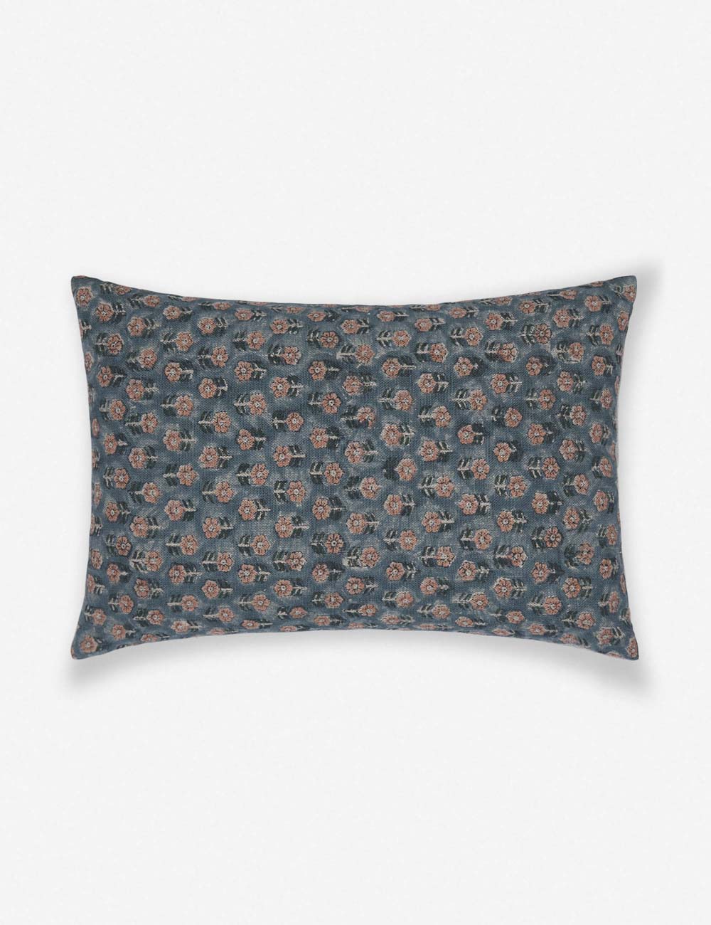 #size::13--x-20- | Tamra blue and pink lumbar pillow with floral patterns 