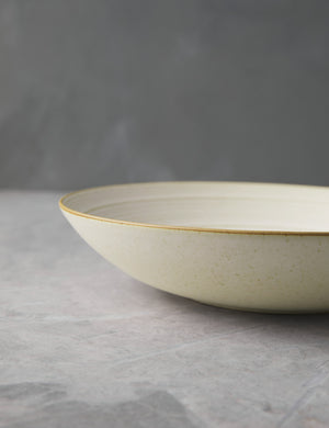 Close-up of the brown rim on the Nature deep plate in sand by Thomas for Rosenthal