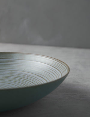 Close-up of the brown rim on the Nature deep plate in water-blue by Thomas for Rosenthal