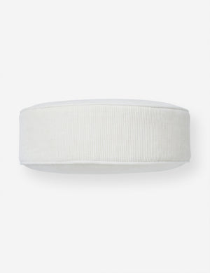 Side view of the Velvet Disc ivory pillow by Sarah Sherman Samuel