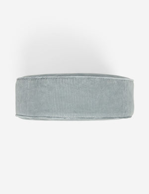 Side view of the Velvet Disc canyon blue Pillow by Sarah Sherman Samuel