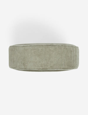 Side view of the Velvet Disc juniper green Pillow by Sarah Sherman Samuel
