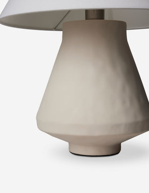 Close up of the Vincente sculptural ceramic table lamp.