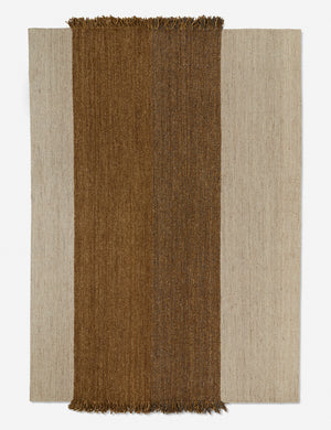 Wilcox handwoven wool two-tone natural and brown rug with fringe by Jake Arnold