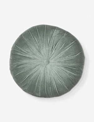 Monroe shale blue velvet round pillow