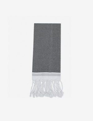 Mediterranean Turkish Cotton gray Guest Towel by Coyuchi with tasseled ends
