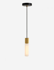 #color::brass | Basalt slender hexagonal single pendant light by tala with brass hardware
