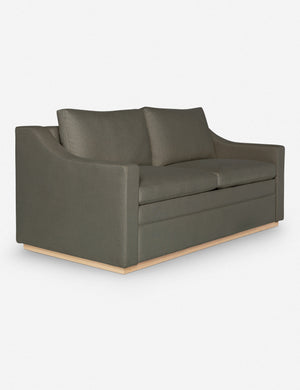 Angled view of the Coniston Loden Gray Linen Sleeper Sofa