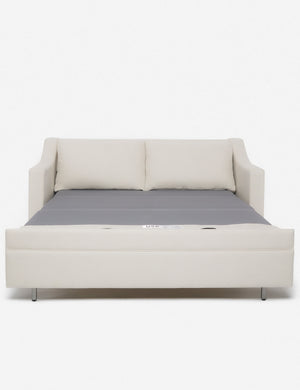 Coniston Natural Linen Sleeper Sofa with the bed pulled out