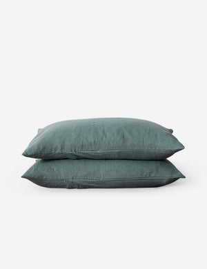 Set of two european flax linen bluestone pillowcases by cultiver