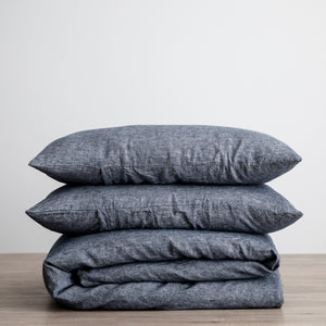European Flax Linen indigo blue Duvet Set by Cultiver