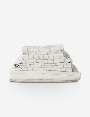 European Flax Linen pencil stripe Sheet Set by Cultiver
