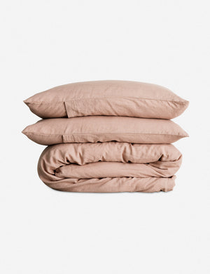 European Flax Linen fawn pink Duvet Set by Cultiver