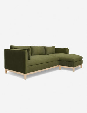 Left angled view of the Hollingworth Jade Green Velvet sectional sofa