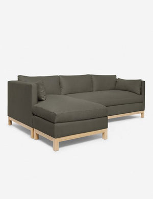 Left angled view of the Hollingworth Loden Gray Linen sectional sofa
