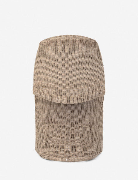 #color::vintage-white | Rear view of the Manila wicker weave beige indoor and outdoor dining chair