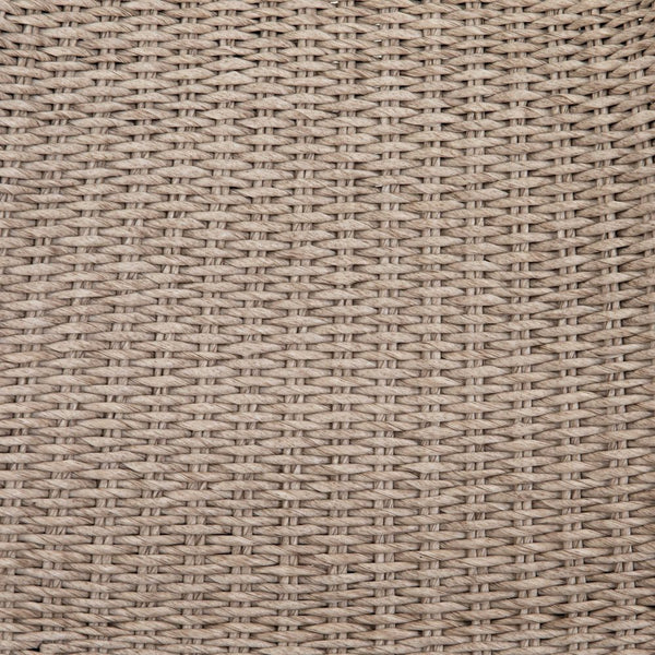 #color::vintage-white | Detailed shot of the woven wicker on the Manila wicker weave beige indoor and outdoor dining chair