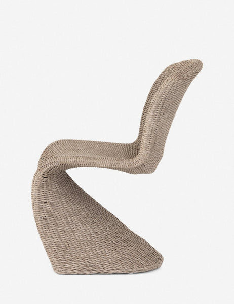 #color::vintage-white | Side view of the Manila wicker weave beige indoor and outdoor dining chair