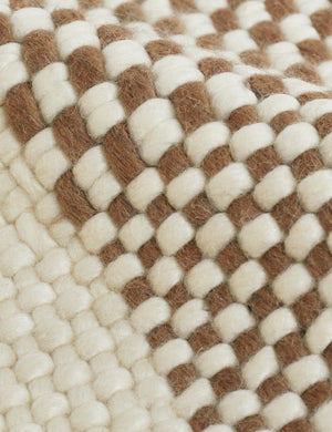 Close up of the handwoven construction on the Joelle rust rug