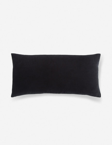 #color::natural-and-black #size::12--x-24- #insert::down #insert::polyester | Rear view of the Peregrine black and white marled striped lumbar pillow