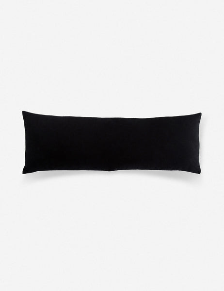 #color::natural-and-black #size::14--x-40- #insert::down #insert::polyester | Rear view of the Peregrine black and white marled striped lumbar pillow