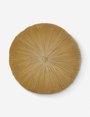 Monroe mustard yellow velvet round pillow