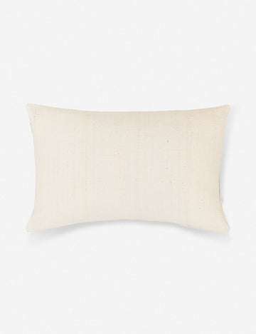 #size::14--x-22- | Norala solid white handmade lumbar throw pillow with a hidden zipper and natural linen backing