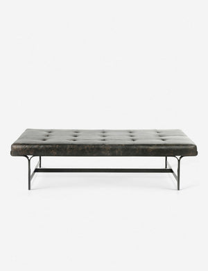 Patrizia black leather tufted coffee table