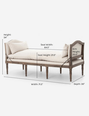 Dimensions on the Trista chaise